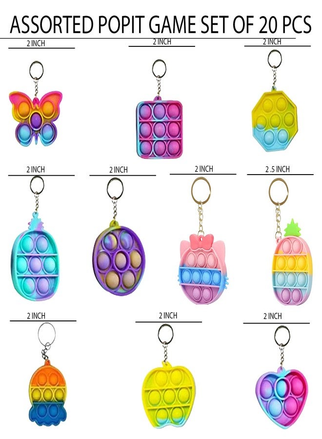 Hemito 10 PCS Pop it Rainbow Bubble Keychain Fidget Toys for Girls, Boys, Kids Birthday Return Gift - Silicone Stress Relief Poppit - Image 2